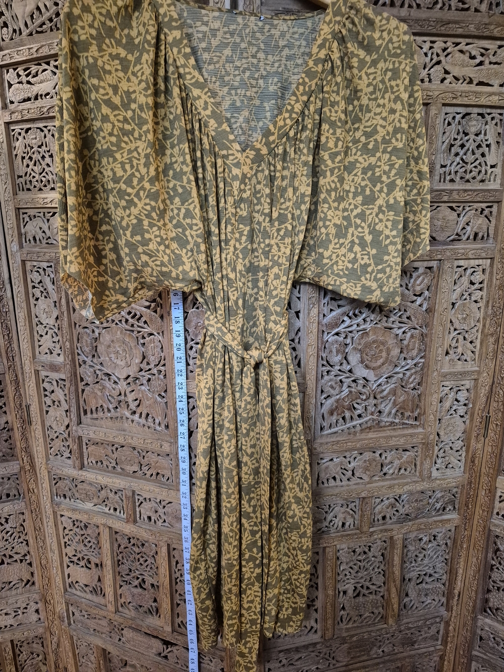 Floral Dress in Green & Brown Like New